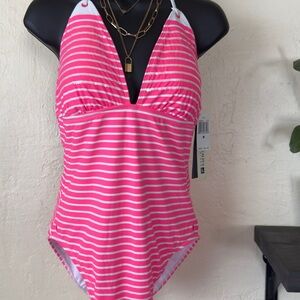 Sperry Pink & White Striped One-Piece Swimsuit - Size M